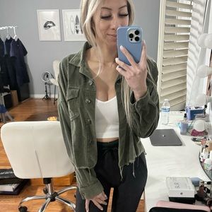 Corduroy Cropped Button Up